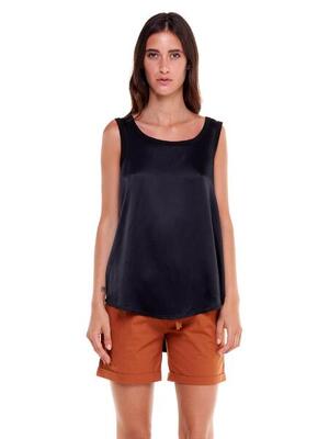 Satijnen tanktop voor dames black & white