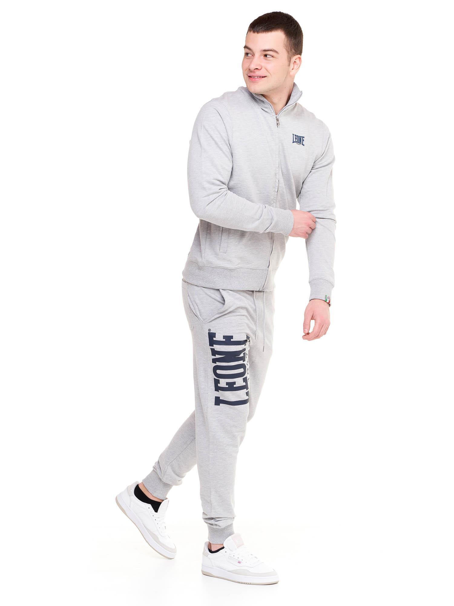 Felpa da uomo con colletto e zip non felpata Leone Basic 3/8