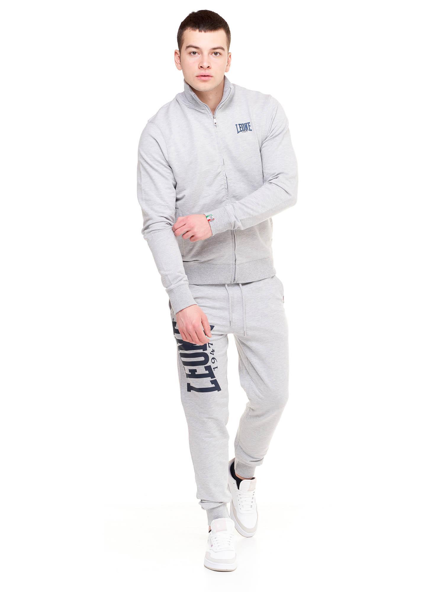 Felpa da uomo con colletto e zip non felpata Leone Basic 2/8