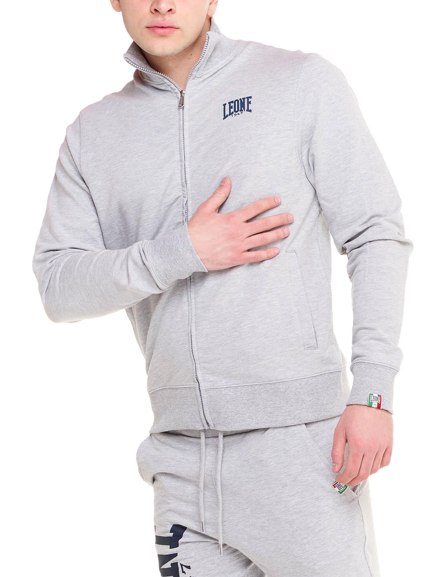 Felpa da uomo con colletto e zip non felpata Leone Basic 5/8