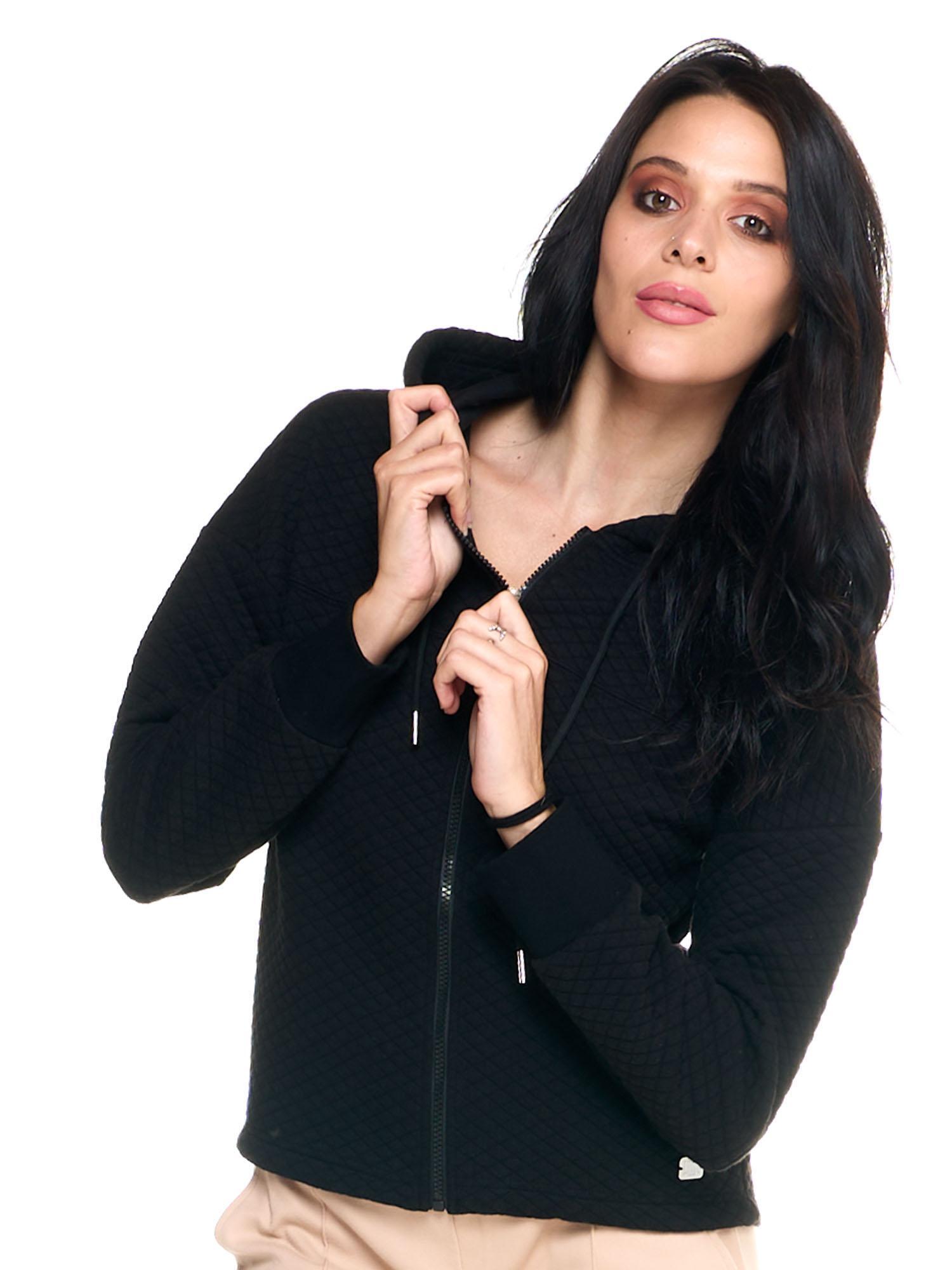 Felpa con cappuccio trapuntata corta Leone donna con zip intera Leisure 5/6