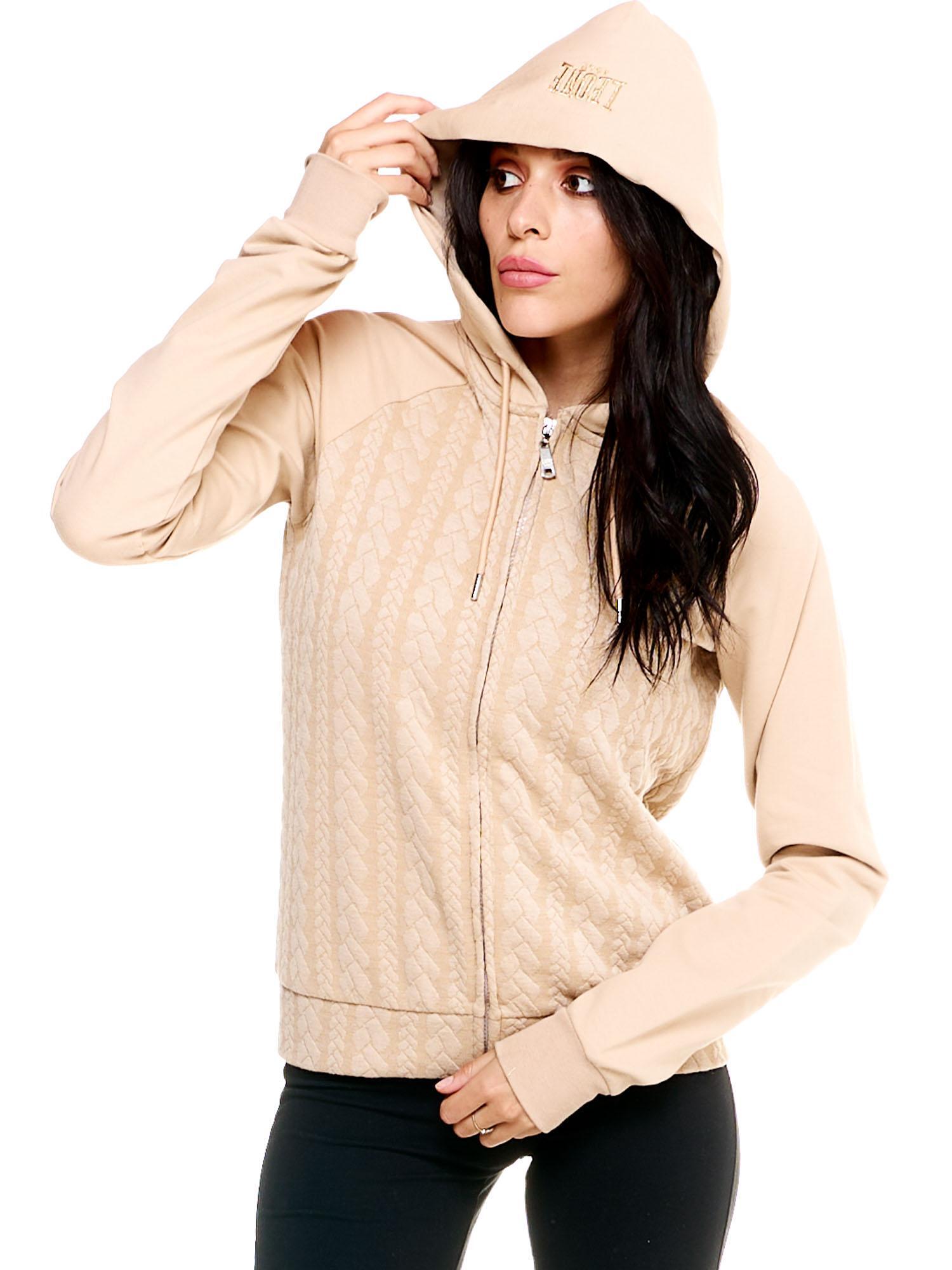 Felpa con cappuccio bonded Leone donna con zip intera Greyss 5/6