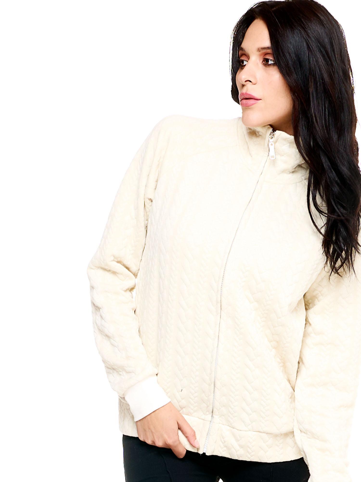 Leone dames sweatshirt met hoge hals en volledige ritssluiting, grijs 5/8