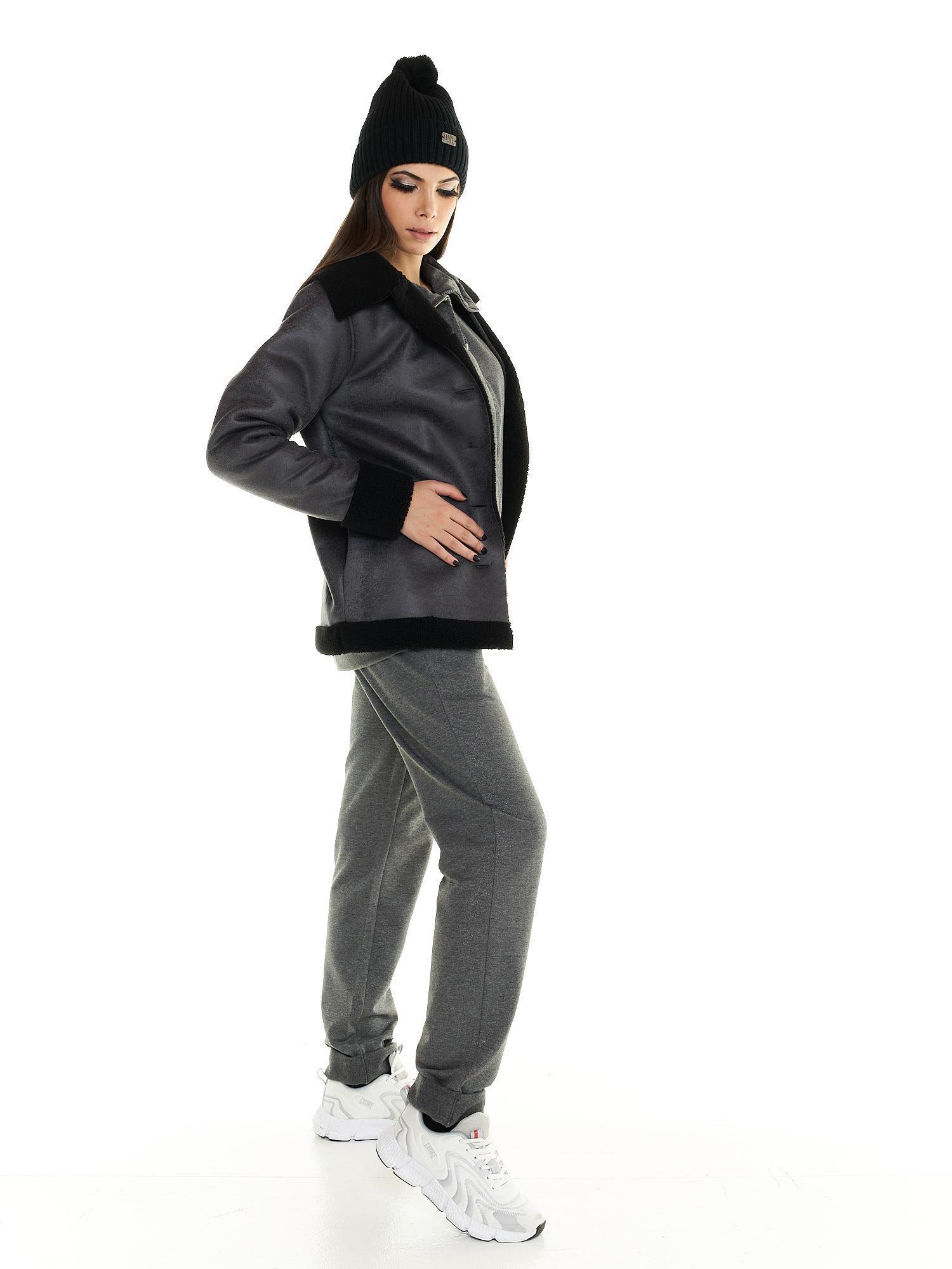 Chaqueta Leone de mujer en sherpa gris 3/5