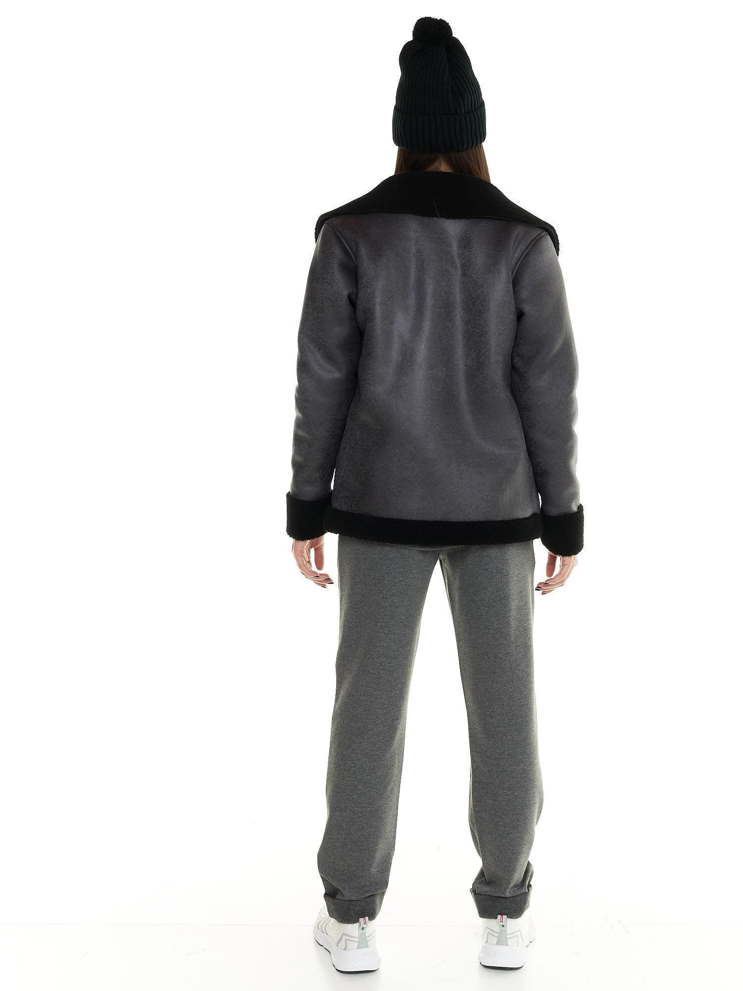 Chaqueta Leone de mujer en sherpa gris 4/5