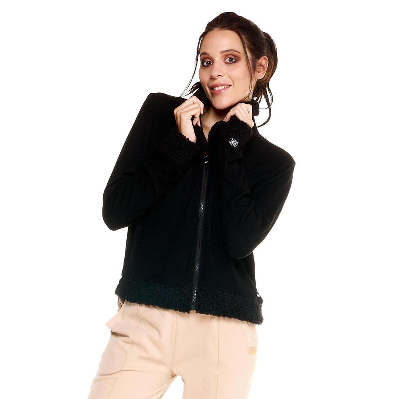 Hanorac scurt Leone pentru femei, cu fermoar complet, stil winter chic, stil box