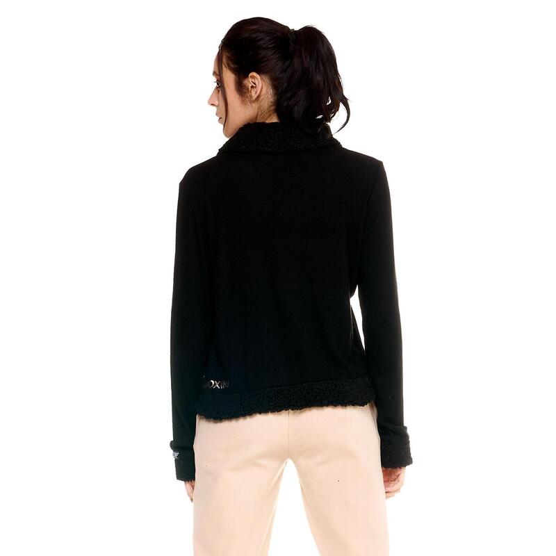 Hanorac scurt Leone pentru femei, cu fermoar complet, stil winter chic, stil box