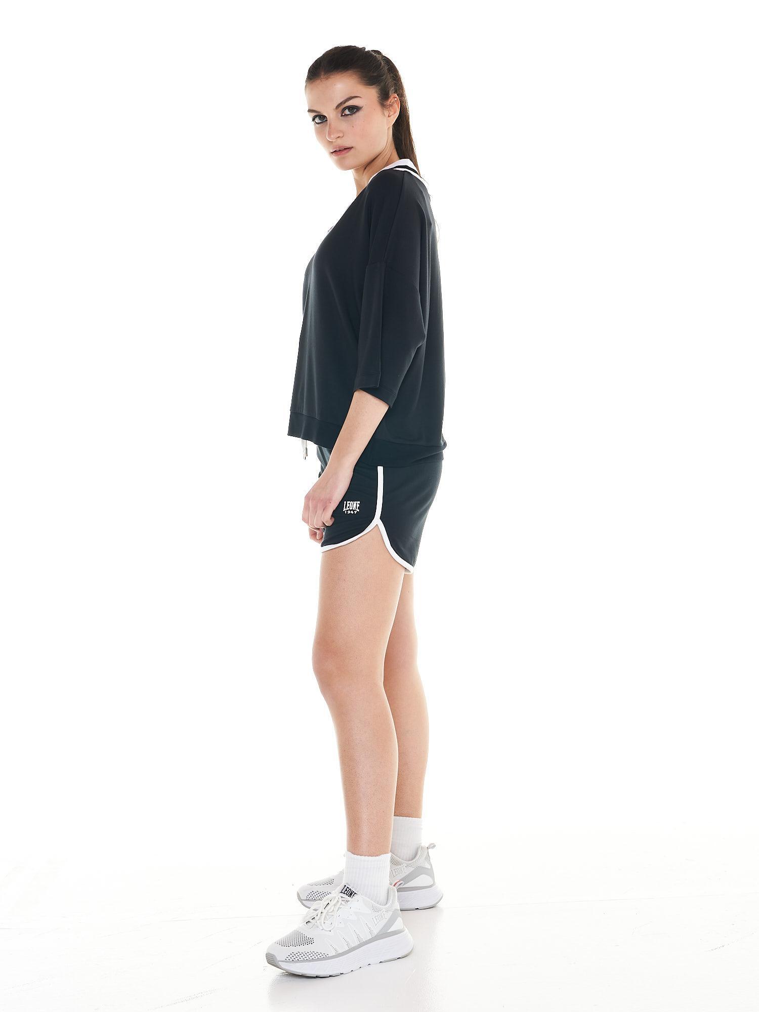 Sweat col V femme noir et blanc 4/7