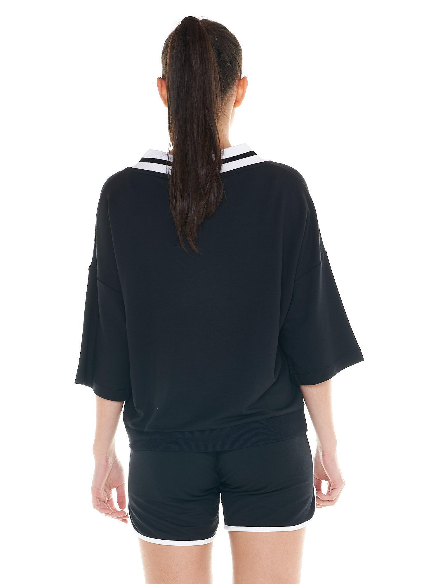 Sweat col V femme noir et blanc 5/7