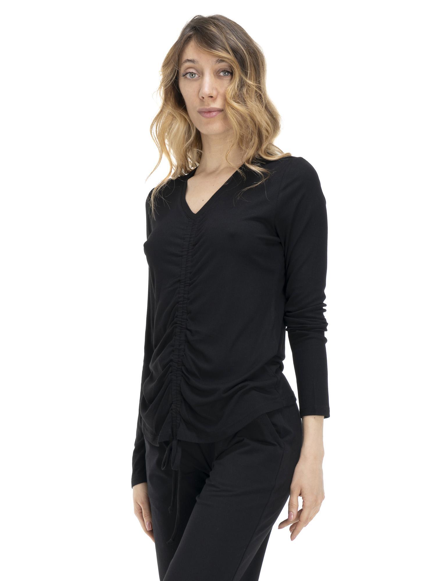 T-shirt feminina com cordões Earth Tones 3/8