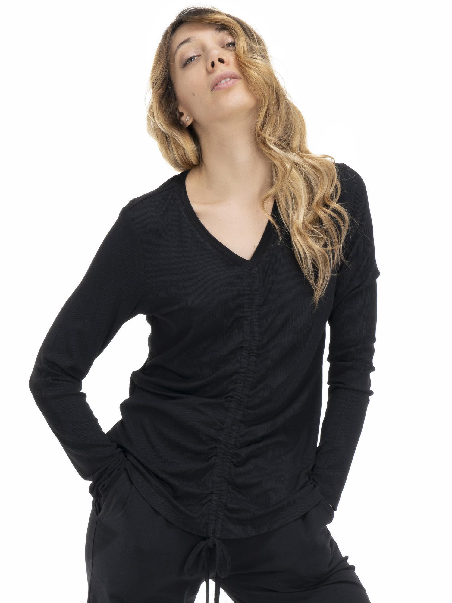 T-shirt feminina com cordões Earth Tones 5/8