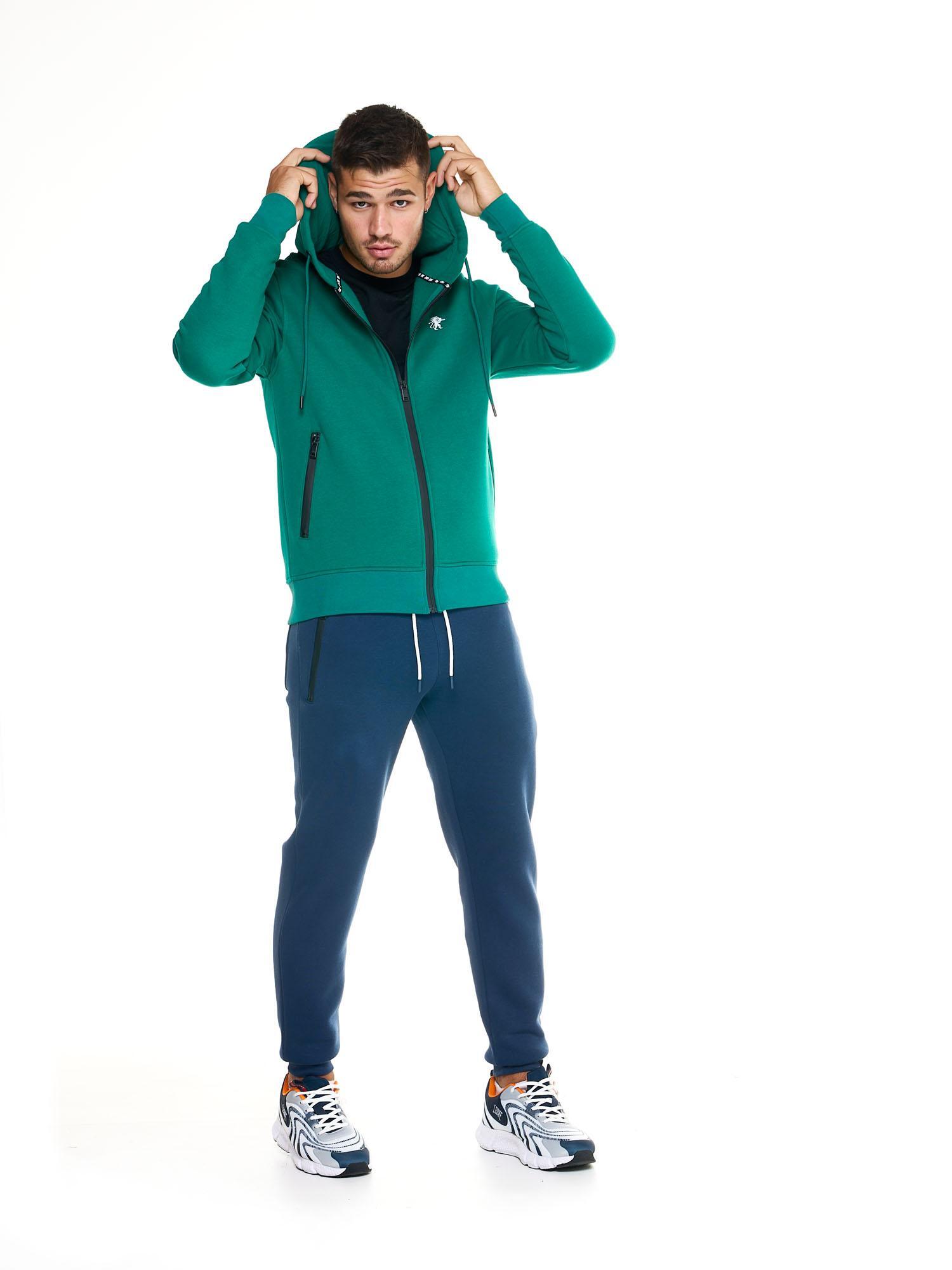Felpa con cappuccio Leone uomo con zip intera Soft Basic 3/5
