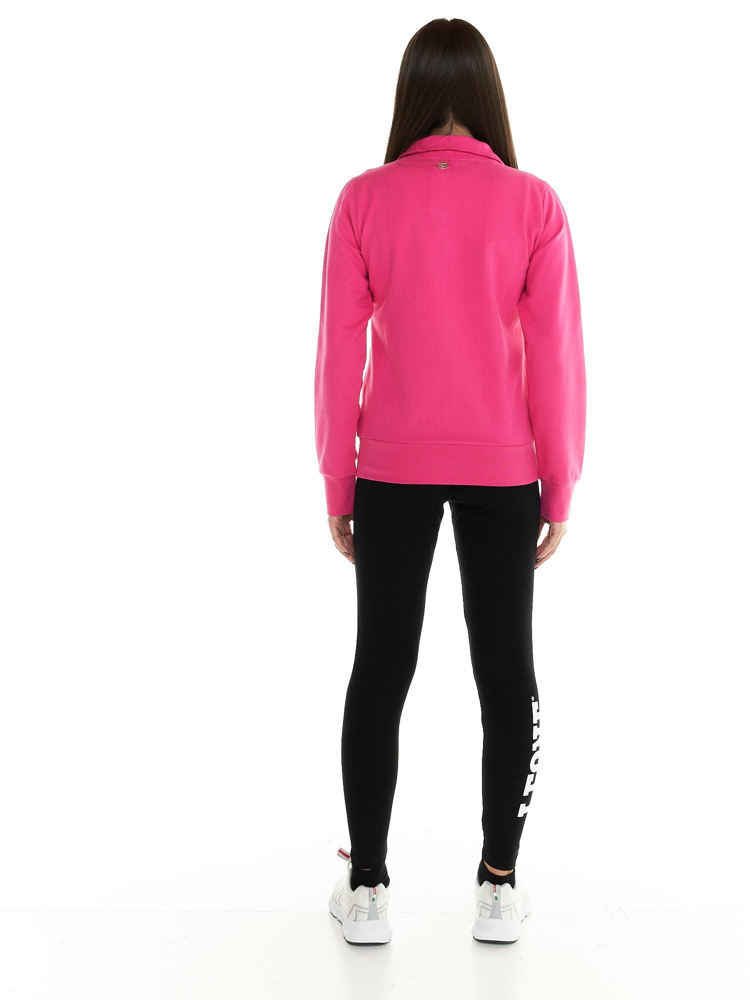 Einfaches Leone Damen-Sweatshirt mit durchgehendem Reißverschluss 5/8