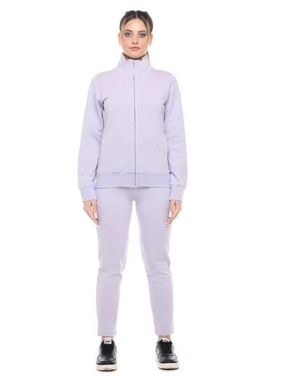 Leone Basic Damen-Sweatshirt mit Kragen und Reißverschluss