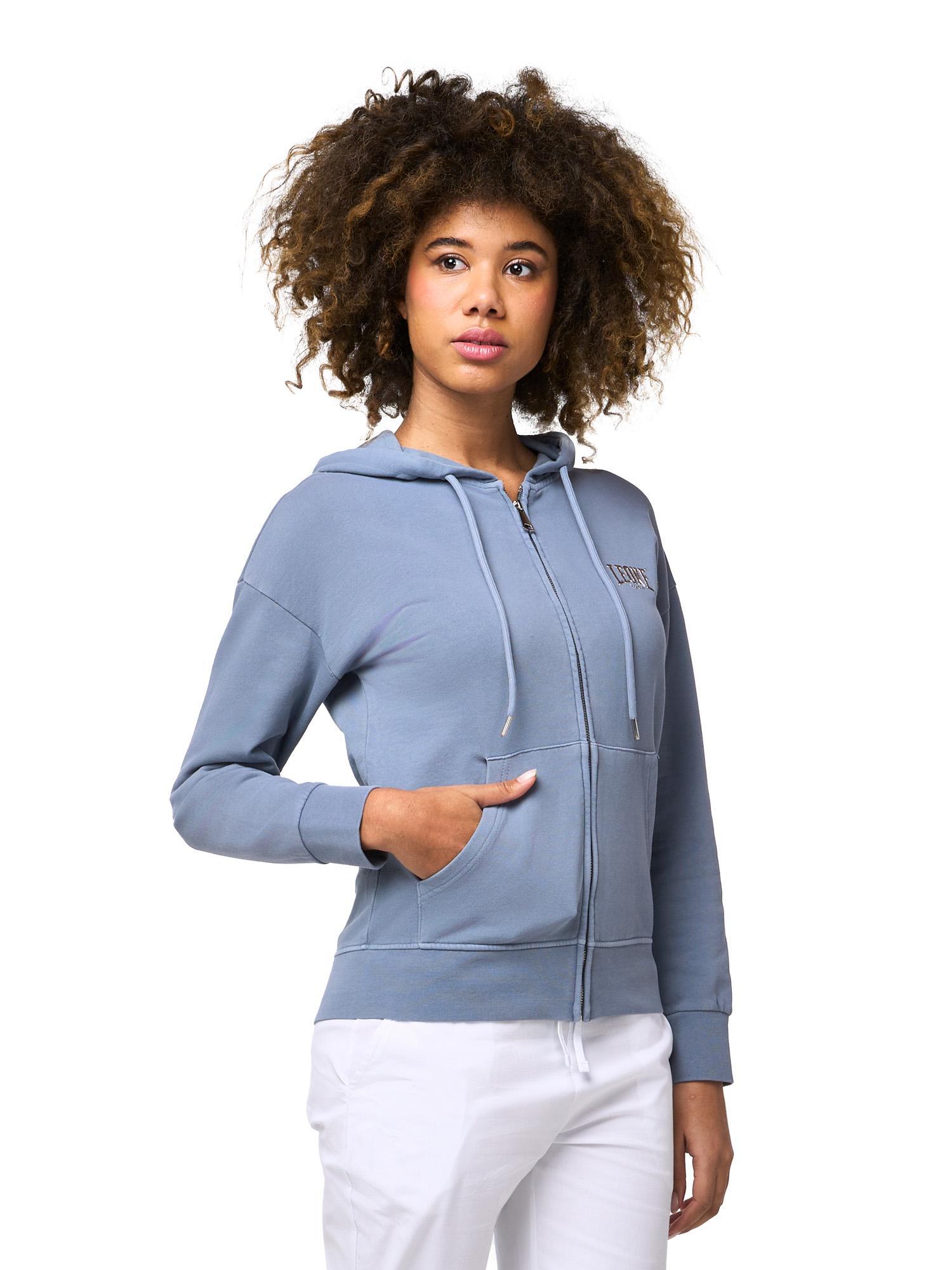 Bluzy damskie z kapturem zapinane na zamek Leone Blue 3/5