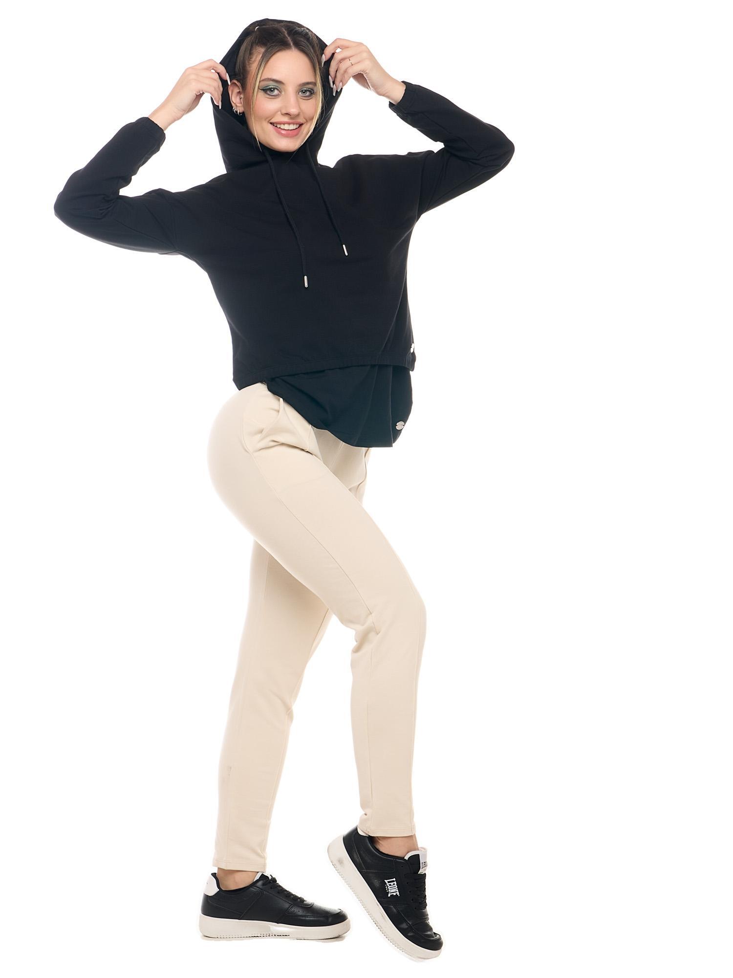 Leone Basic dames cropped hoodie met anti-zweetlaag. 3/8