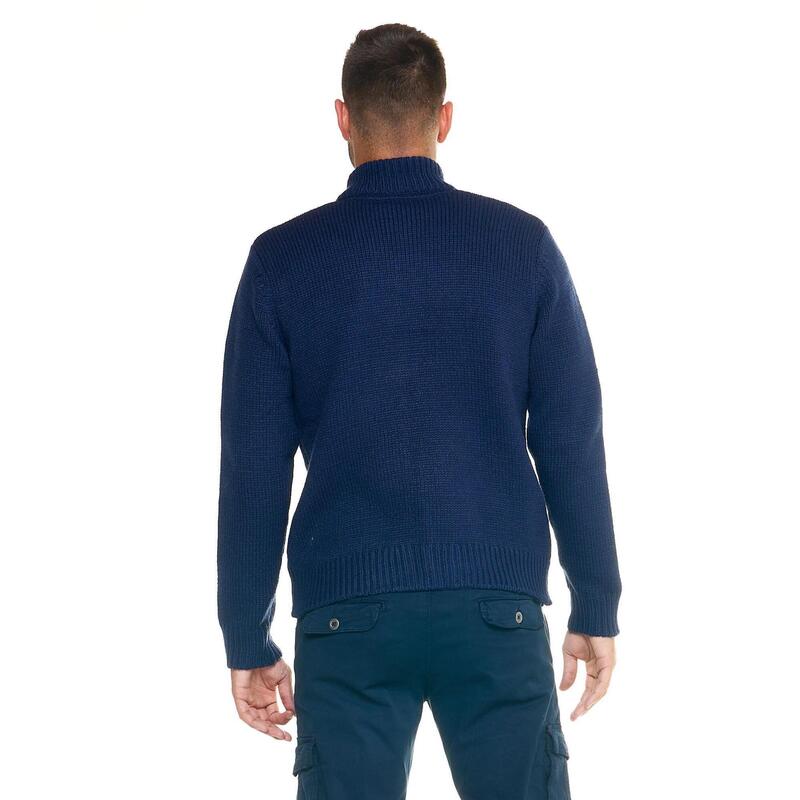 Pulover Leone 1947 Soft Basic pentru bărbați, cu guler înalt și fermoar complet