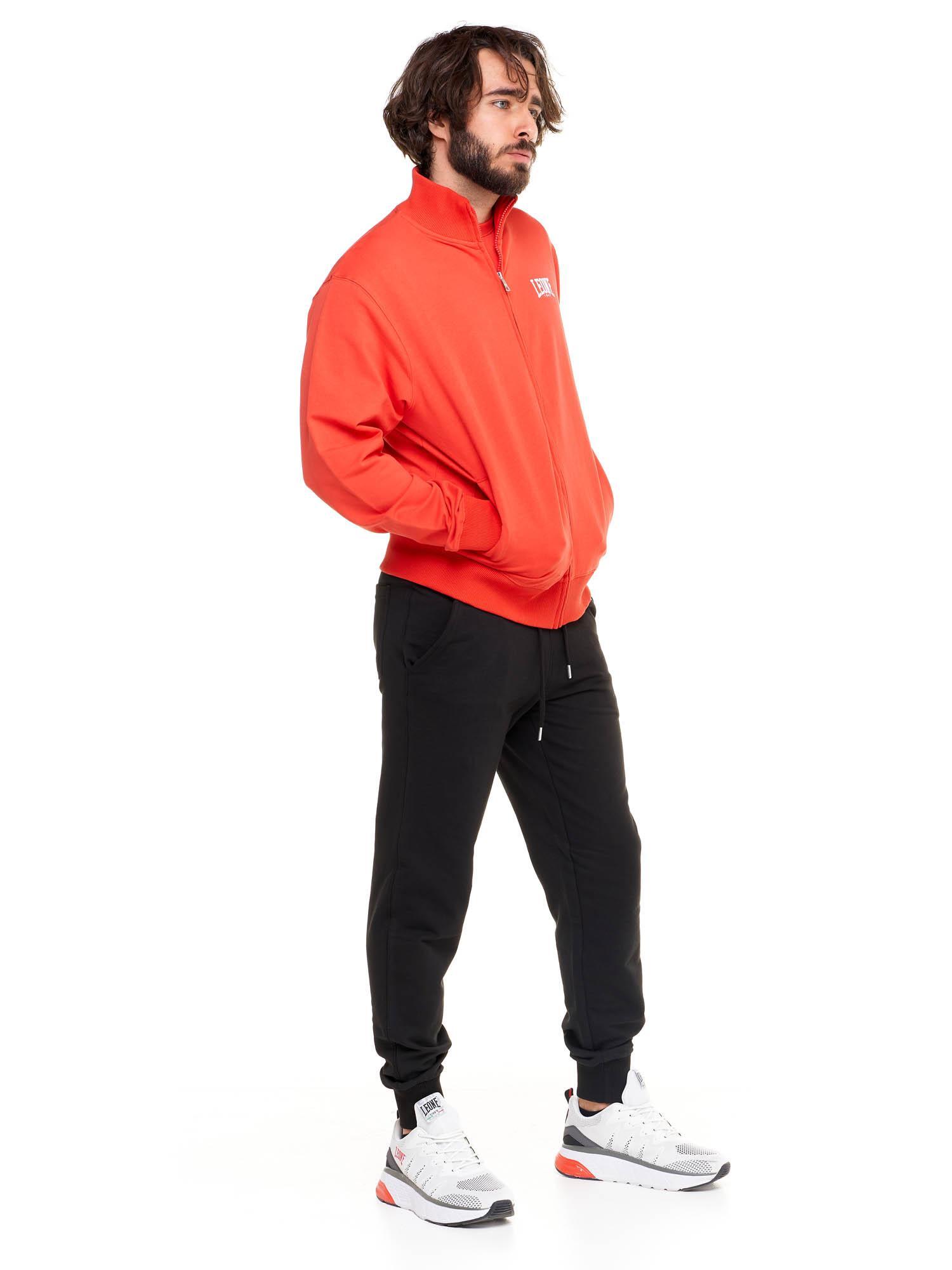 Felpa da uomo con colletto e zip non felpata Leone Basic 3/5