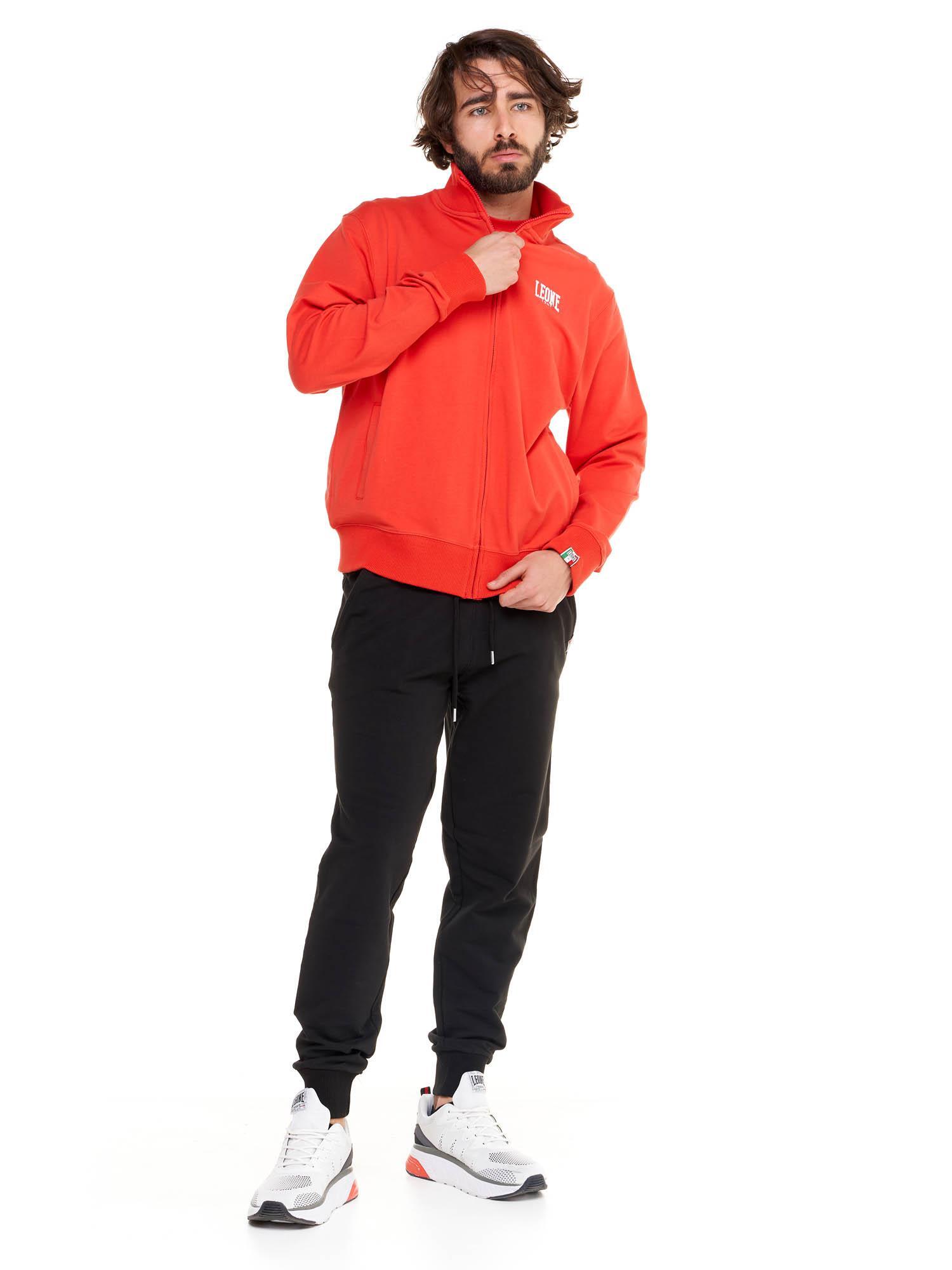 Felpa da uomo con colletto e zip non felpata Leone Basic 2/5