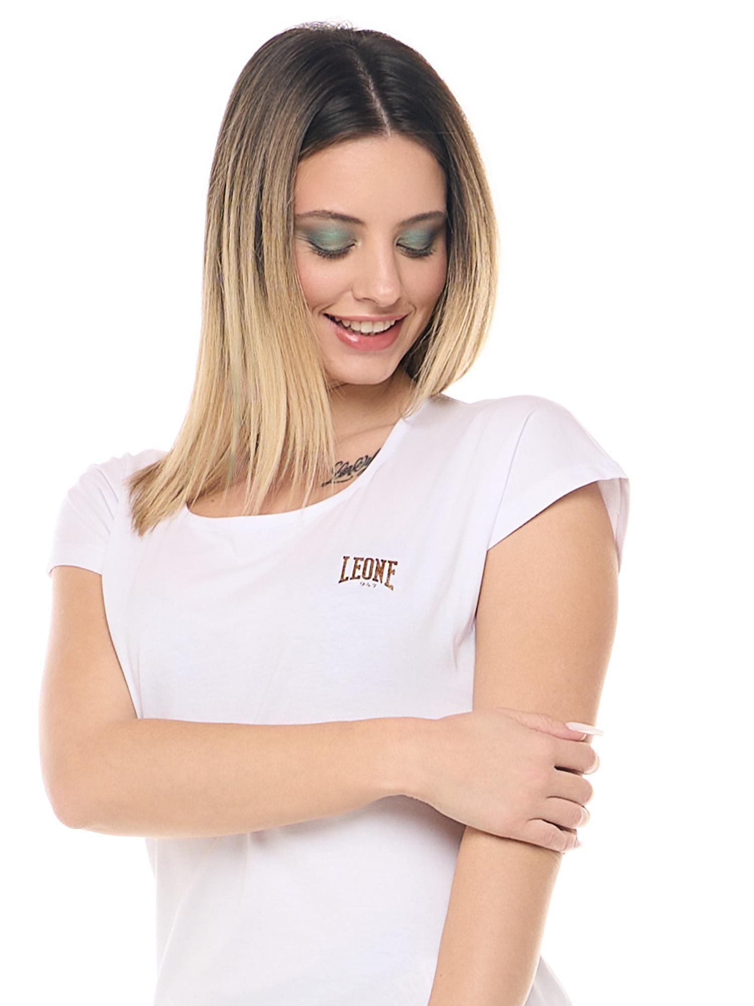 T-shirt femme Leone 1947 Apparel en coton stretch avec logo doré. 5/8