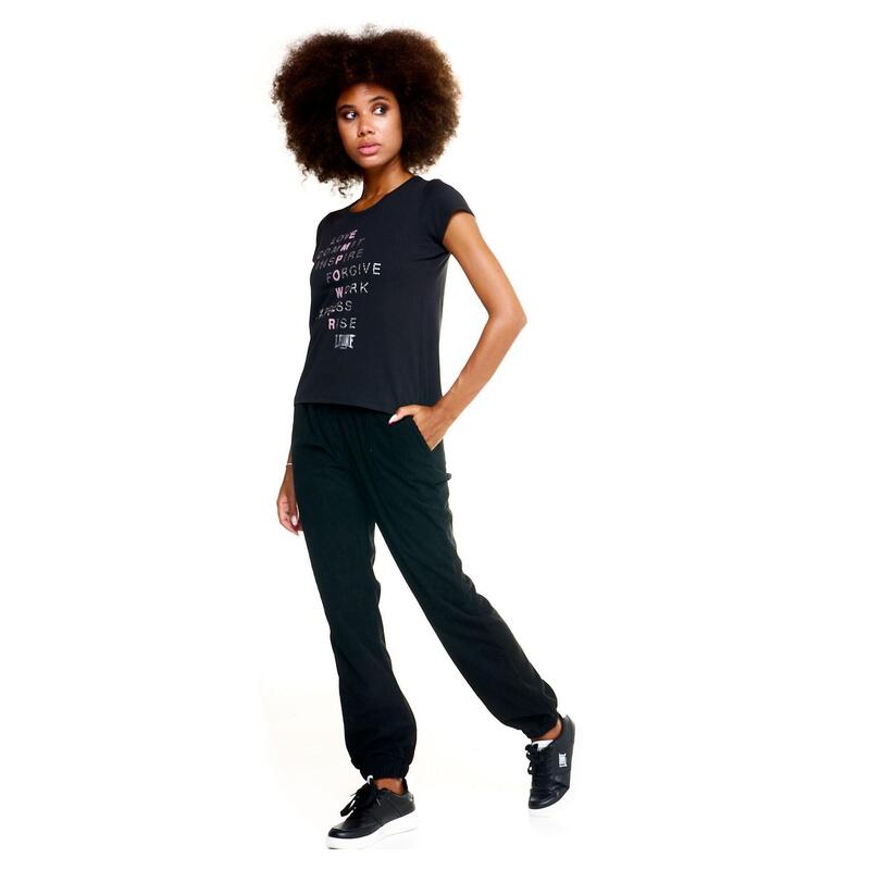 Tricou Leisure pentru femei cu mânecă scurtă, cu imprimeu leu