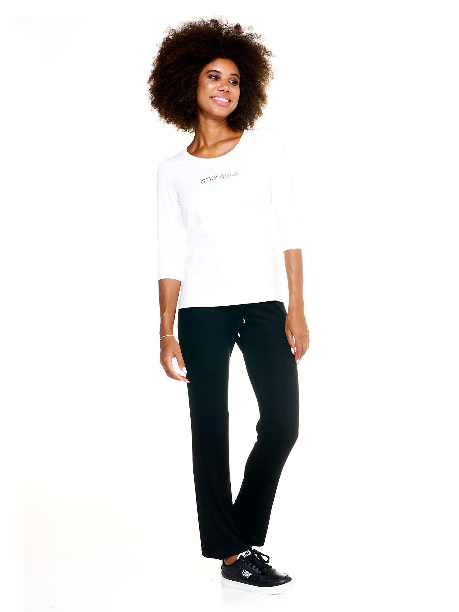 Leone dames T-shirt met 3/4 mouwen, winterse chique boksstijl 3/8