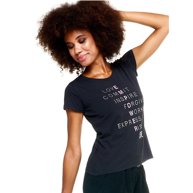 Tricou Leisure pentru femei cu mânecă scurtă, cu imprimeu leu