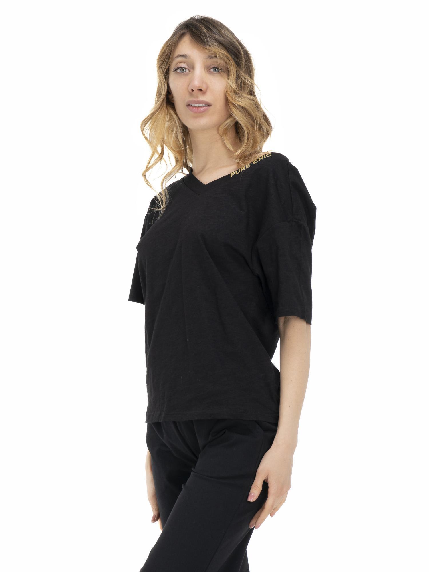 Aardetinten dames T-shirt met V-hals 3/8