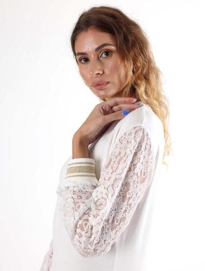 Leone Lace Damen-Pullover-Sweatshirt ohne Sweatshirt mit Rundhalsausschnitt