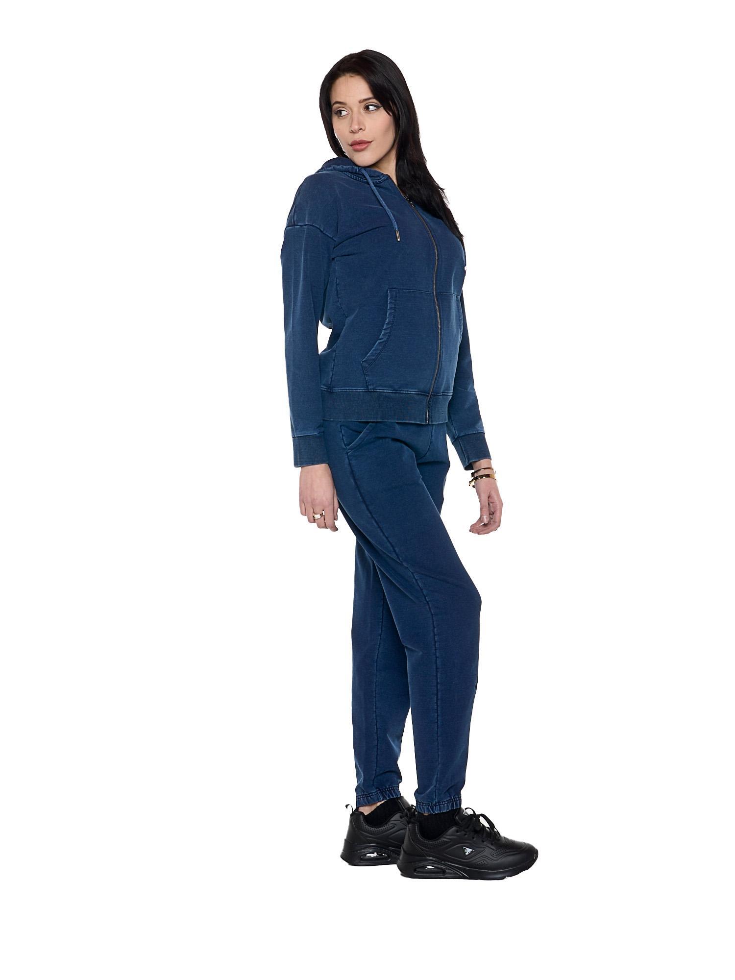 Dames hoodies van indigo denim met rits 6/6
