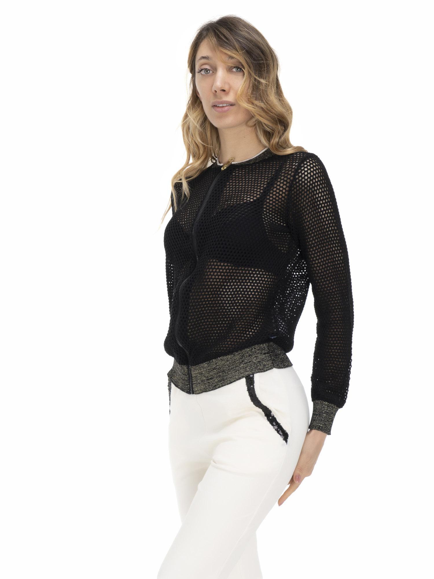 Moletom feminino Earth Tones com zíper e malha 3/8