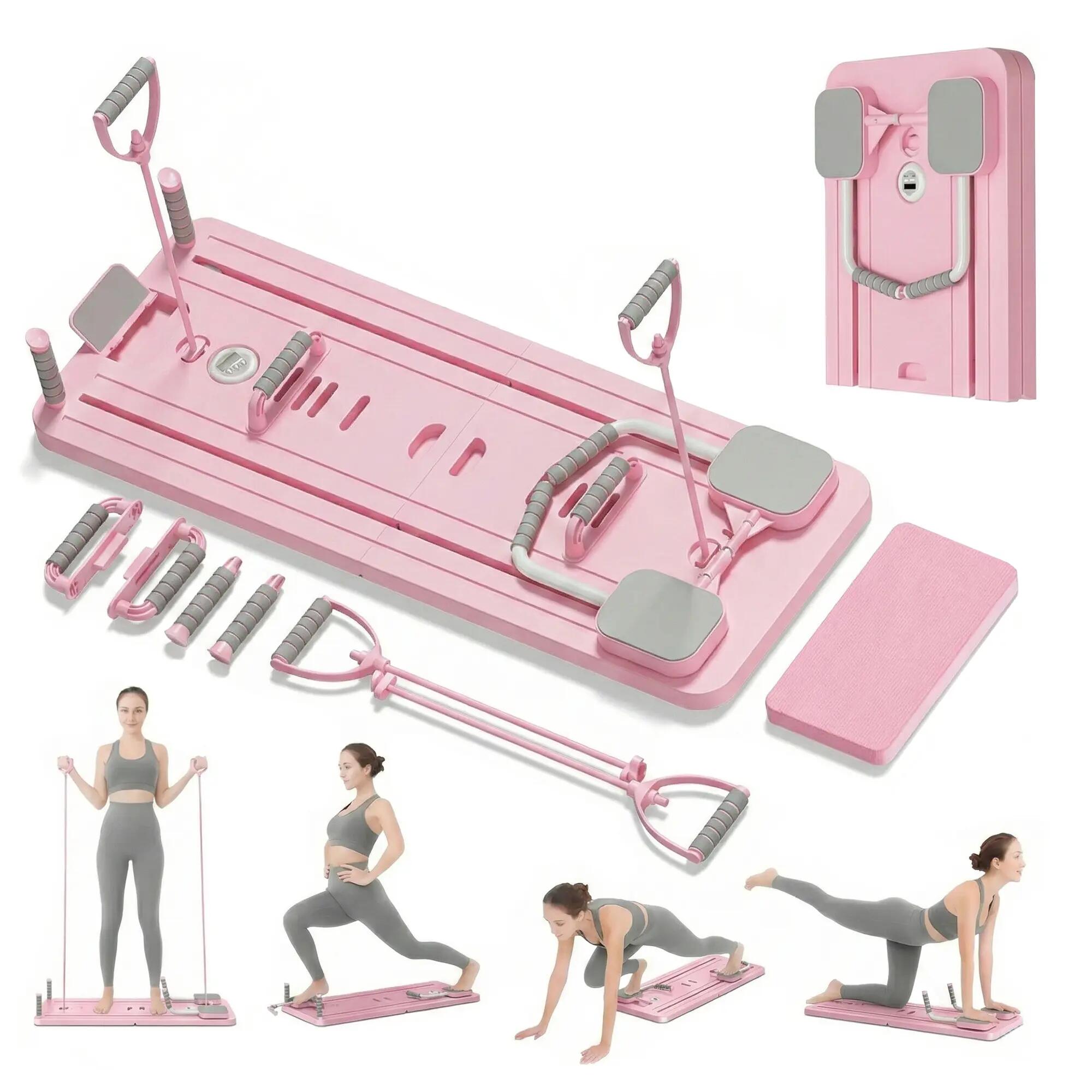 Deska do pilatesu reformer do ćwiczeń brzucha pompki 9w1 zestaw treningowy PINK 1/7