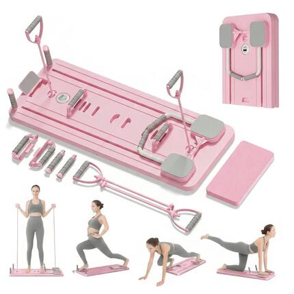 Deska do pilatesu reformer do ćwiczeń brzucha pompki 9w1 zestaw treningowy PINK