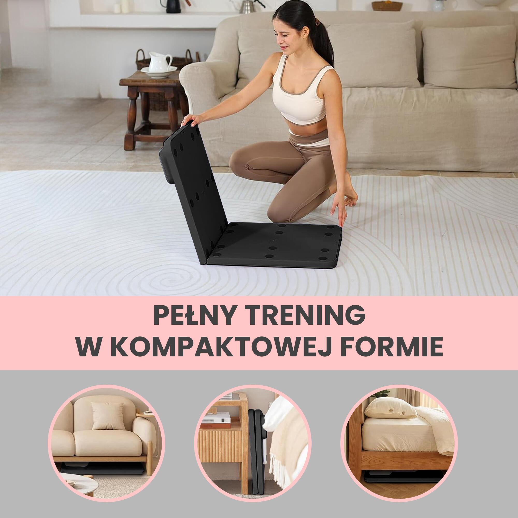 Deska do pilatesu reformer do ćwiczeń brzucha pompki 9w1 zestaw treningowy PINK 6/7