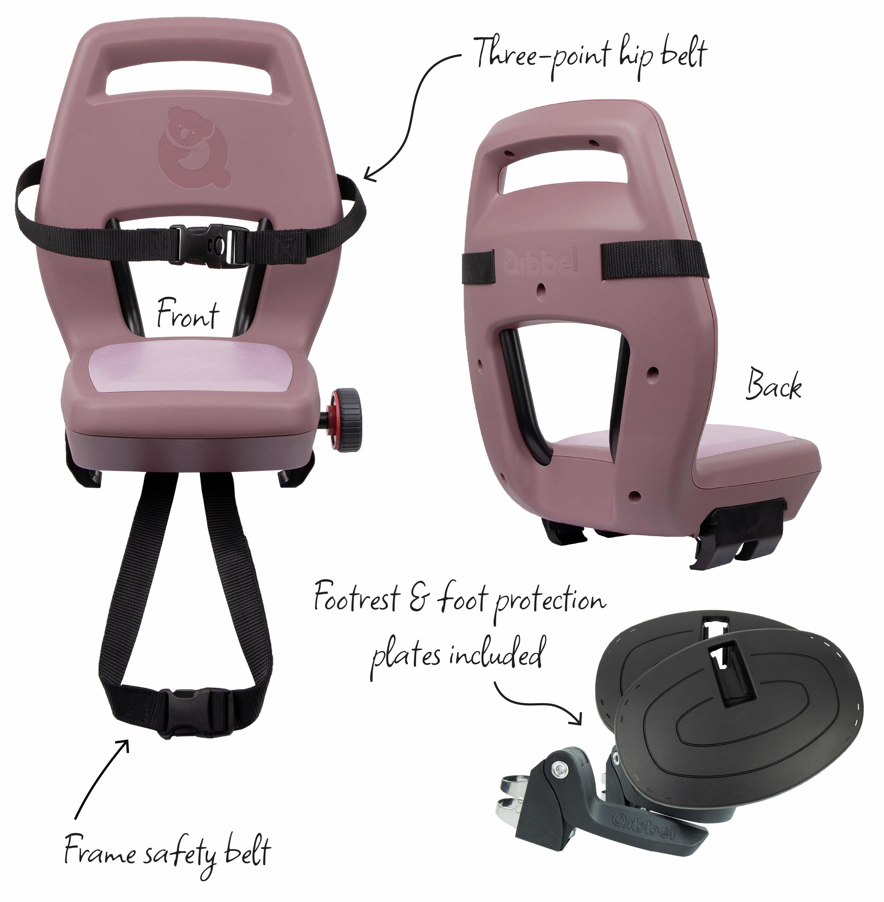 Assento traseiro Qibbel Junior 6+ Plum Rose 22–35 kg 2/5