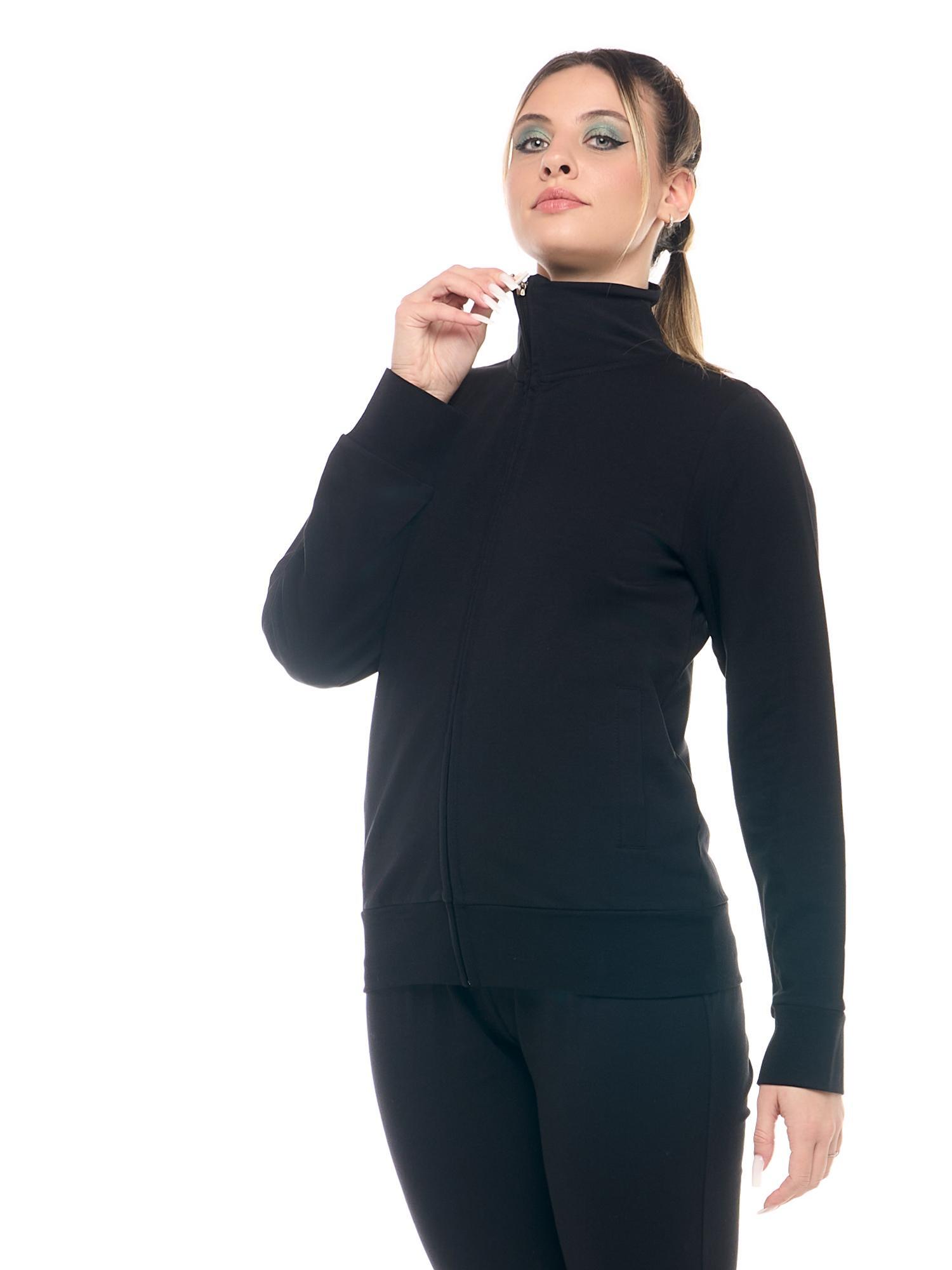 Leone Basic dames sweatshirts met ritssluiting en kraag 5/8