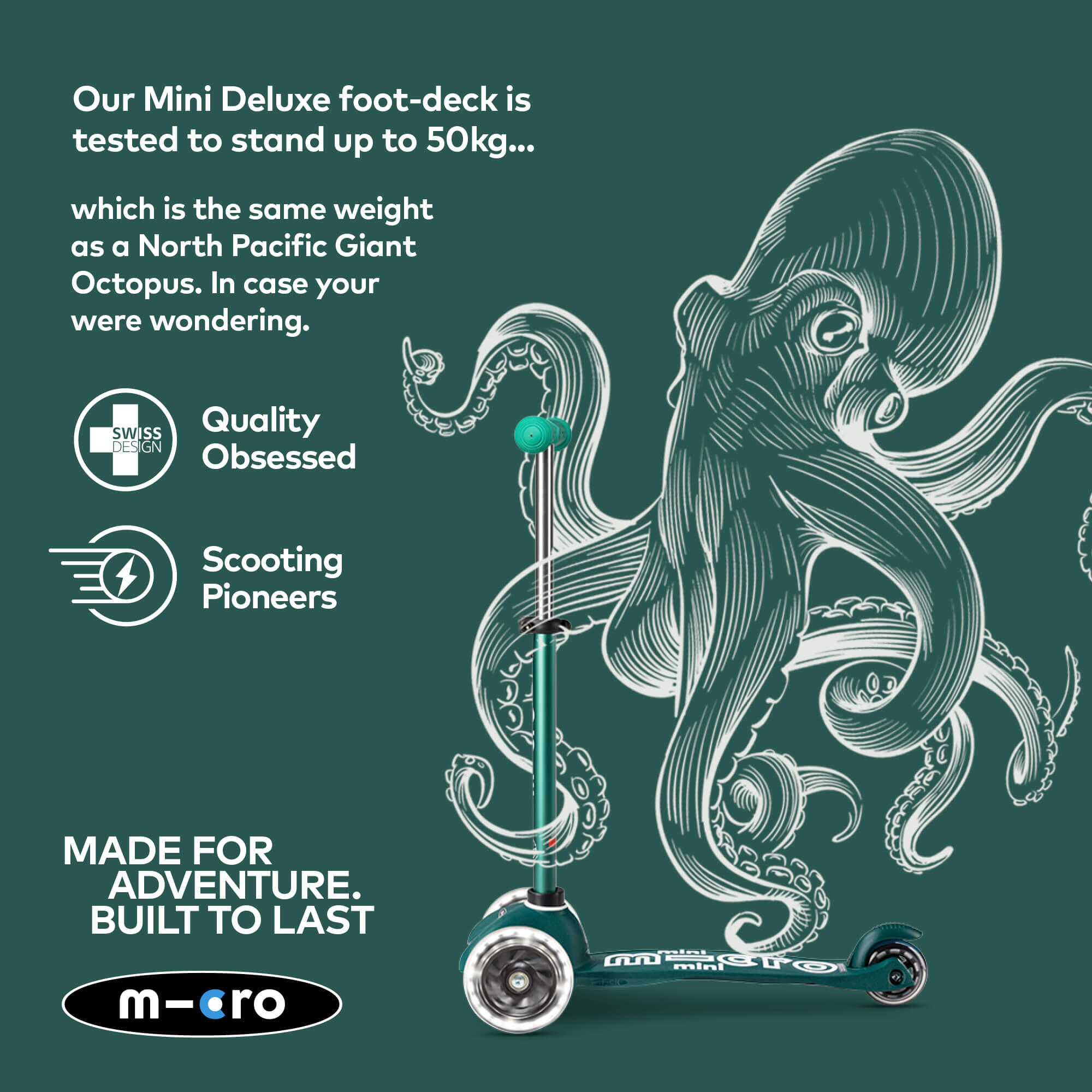 Patinete Infantil 3 Ruedas  Micro  Mini Deluxe ECO LED Verde 6/7