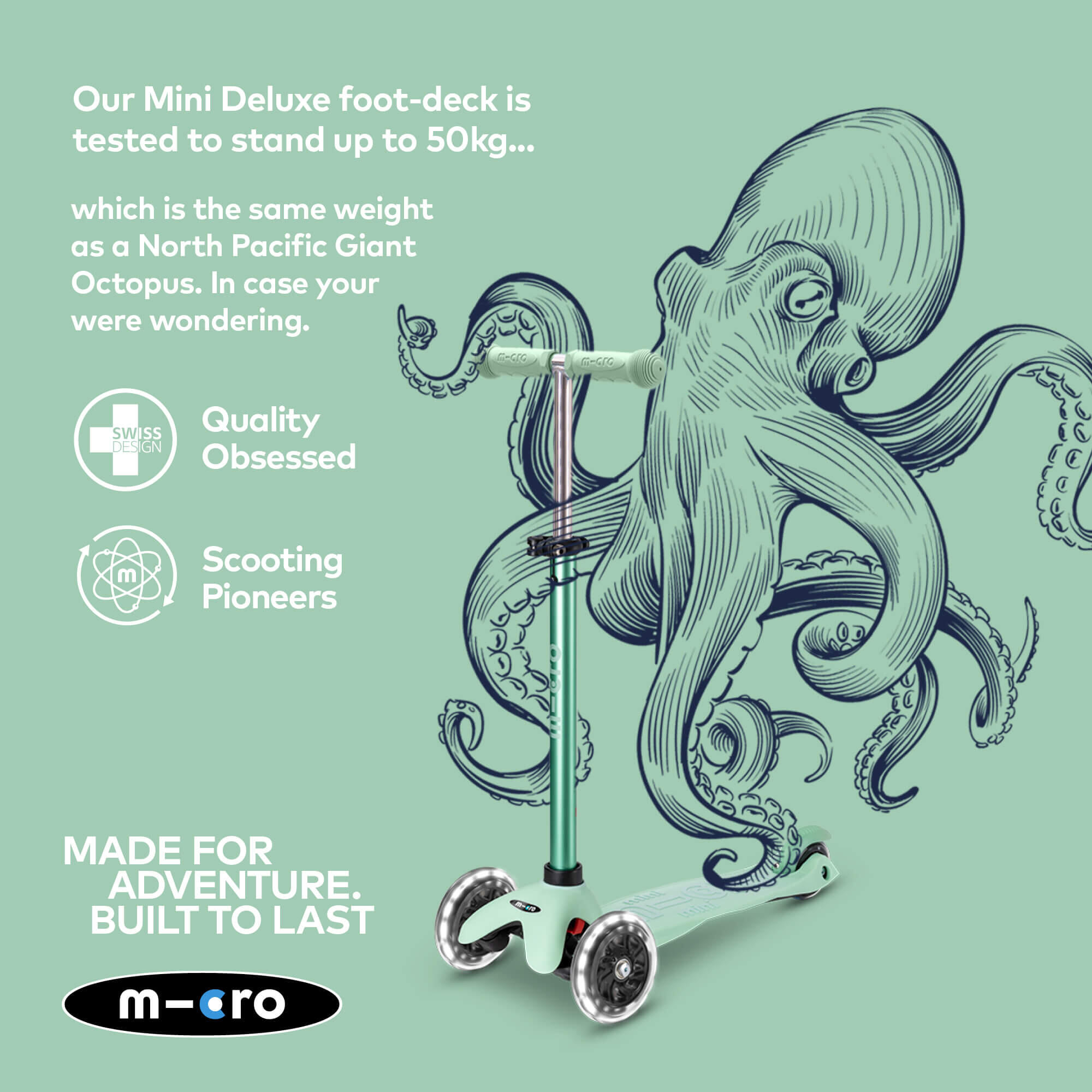 Patinete Infantil Mini Micro 4en1 Deluxe LED Menta 7/7