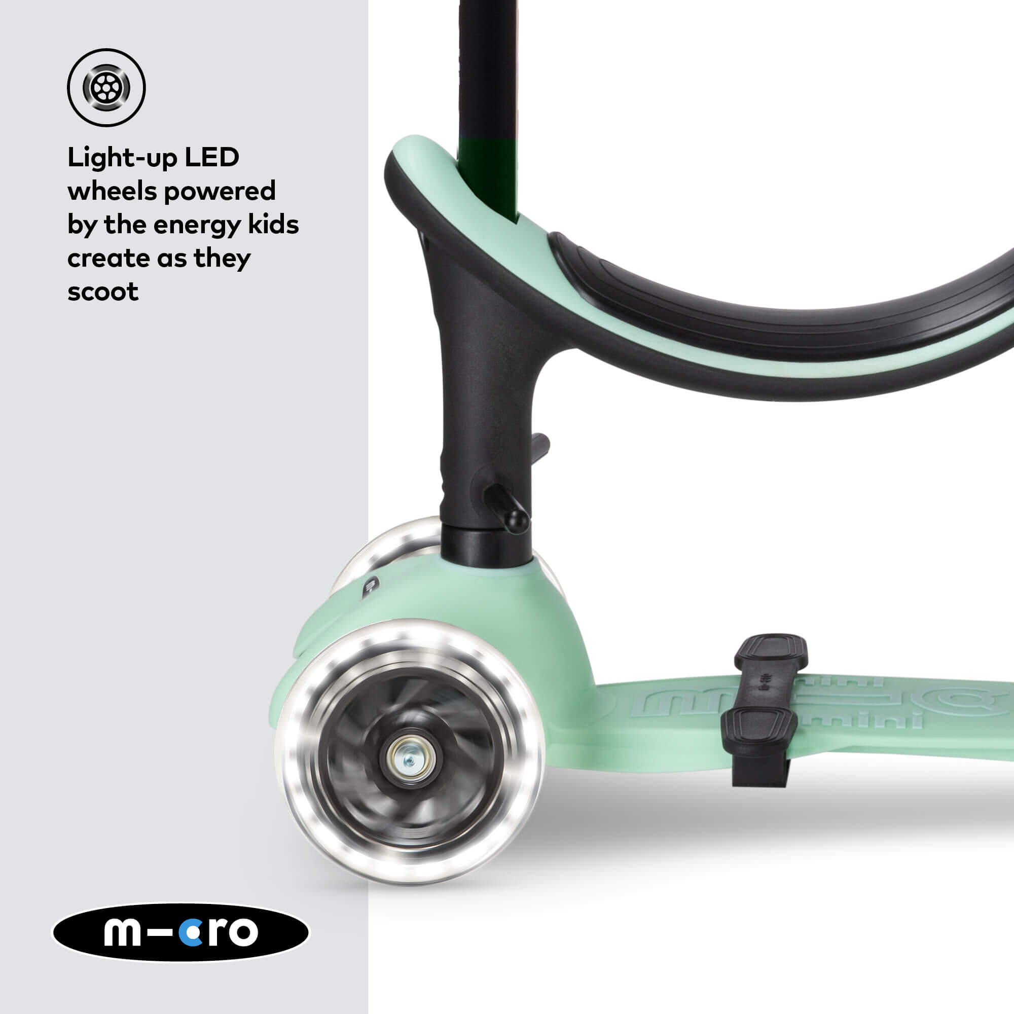 Patinete Infantil Mini Micro 4en1 Deluxe LED Menta 4/7