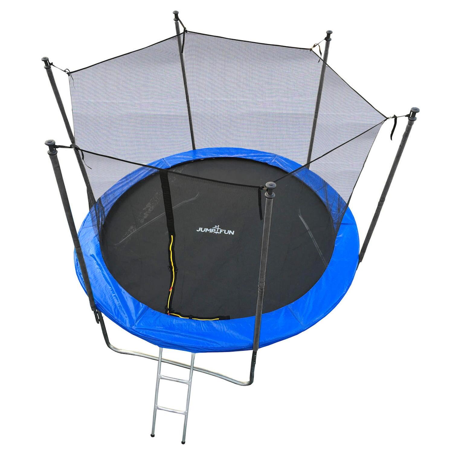 Trampoline van 244 cm met blauwe veiligheidsmat, ladder en veiligheidsnet 2/7