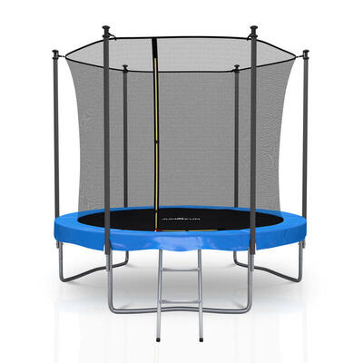 Trampoline van 244 cm met blauwe veiligheidsmat, ladder en veiligheidsnet