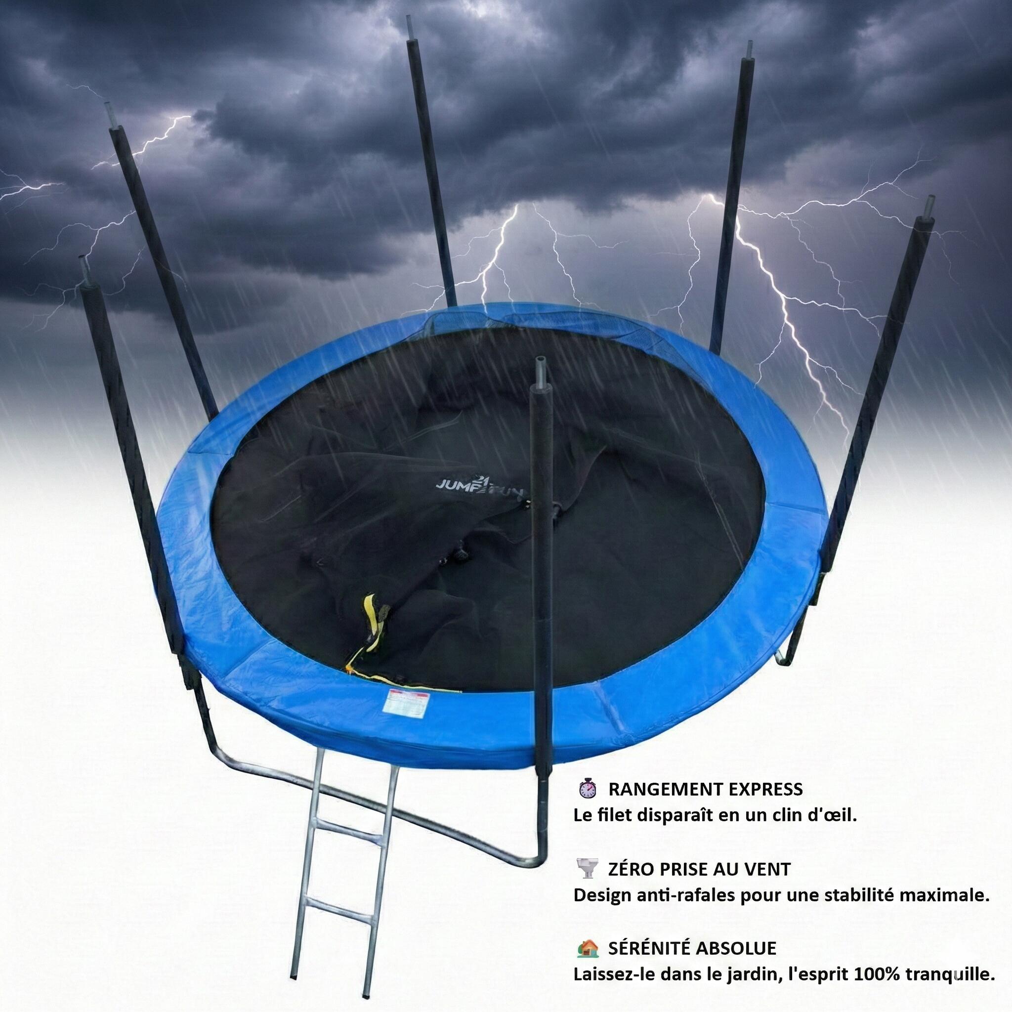 Trampoline van 244 cm met blauwe veiligheidsmat, ladder en veiligheidsnet 4/7