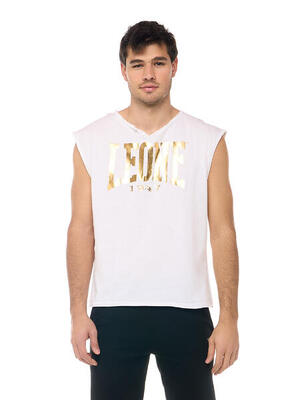 T-shirt smanicata con taglio a vivo da uomo Leone New Gold