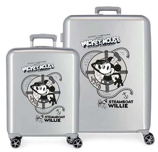 Set di valigie Disney Joyful Abs con capacità di 119L argento