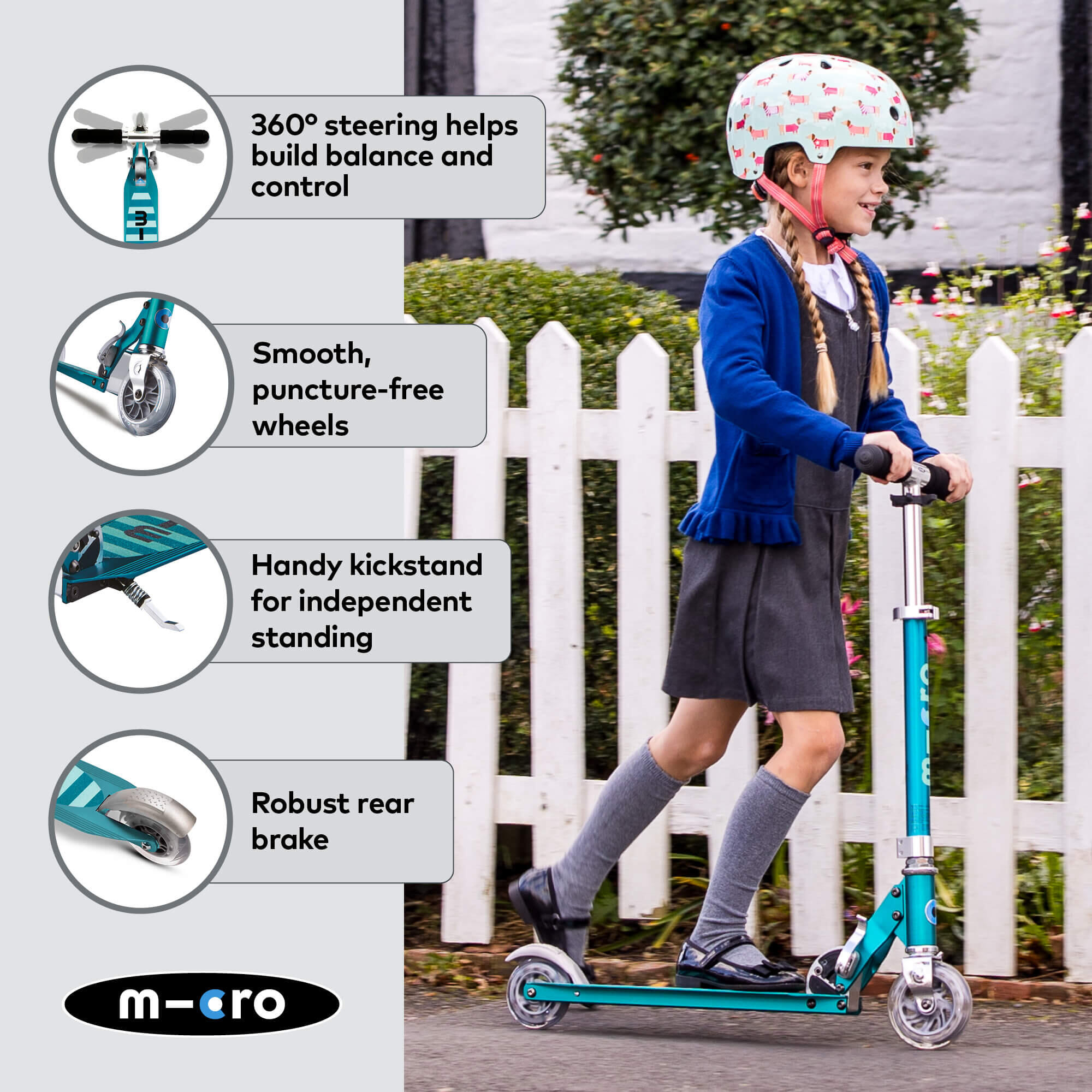 Trottinette enfant  Sprite  Pétrole LED 5/7