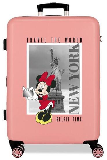 Valigia media Disney Mickey & Minnnie travel the world Abs con capacità di 70L