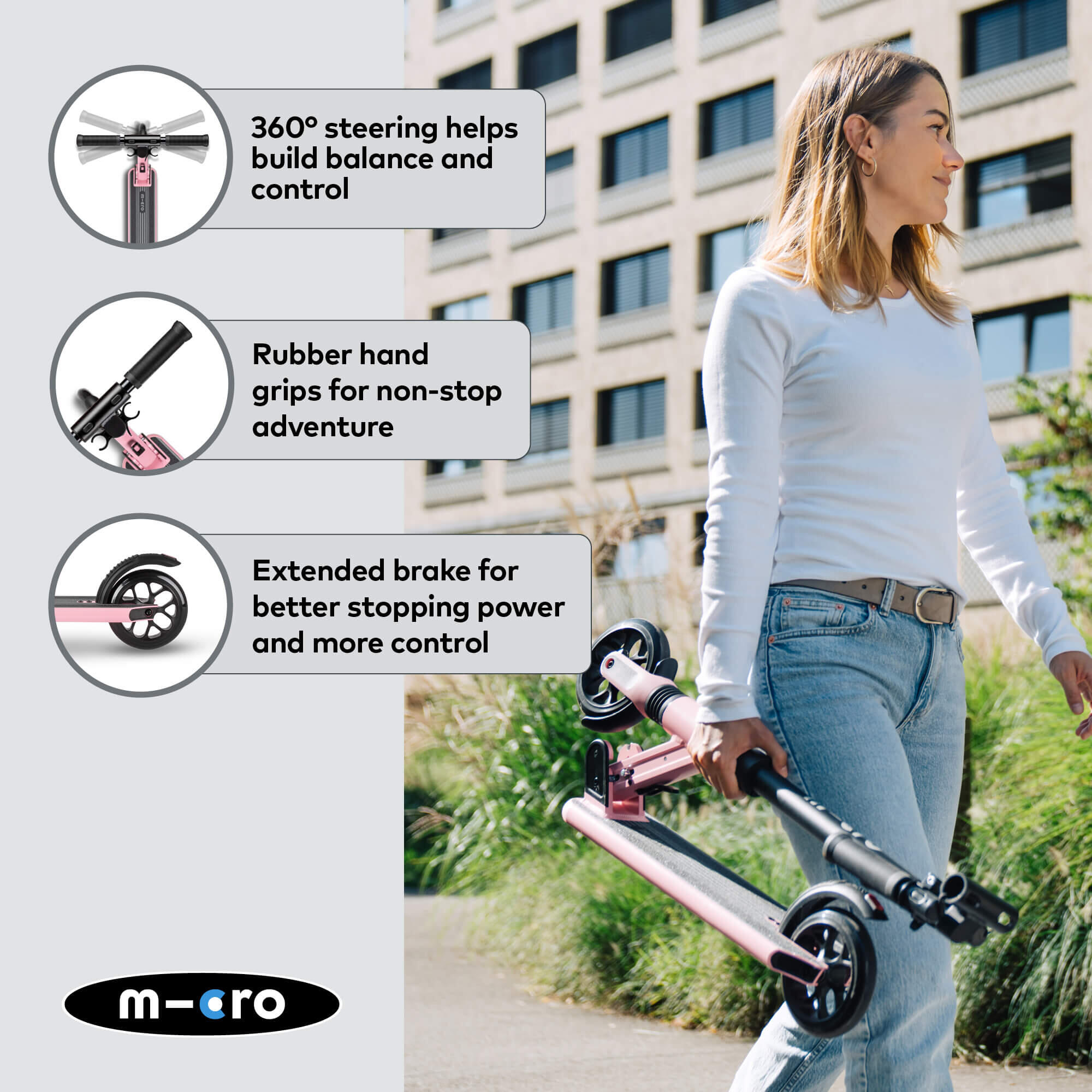 Patinete 2 Ruedas Micro Sprite Suspension Rosa 5/7