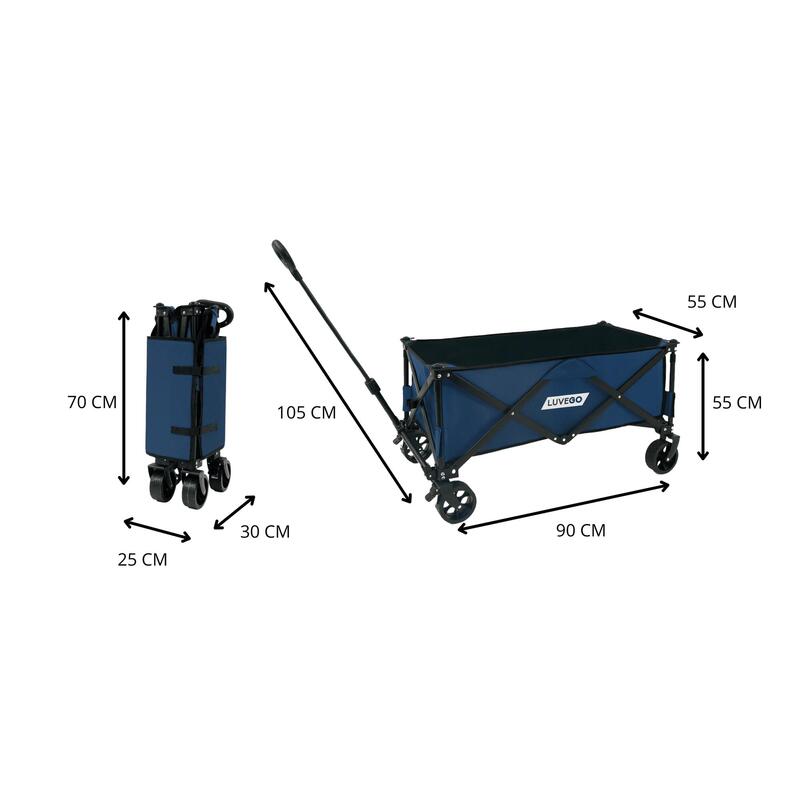 Căruță pliabilă - Bolderwagen - Capacitate de încărcare 100KG - Albastru închis