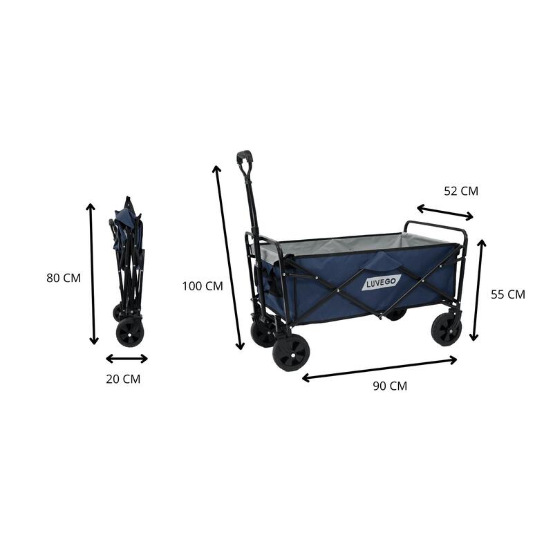 Bolder Cart Pliabil - Capacitate de transport până la 80KG - 90L - 90x52x55 CM