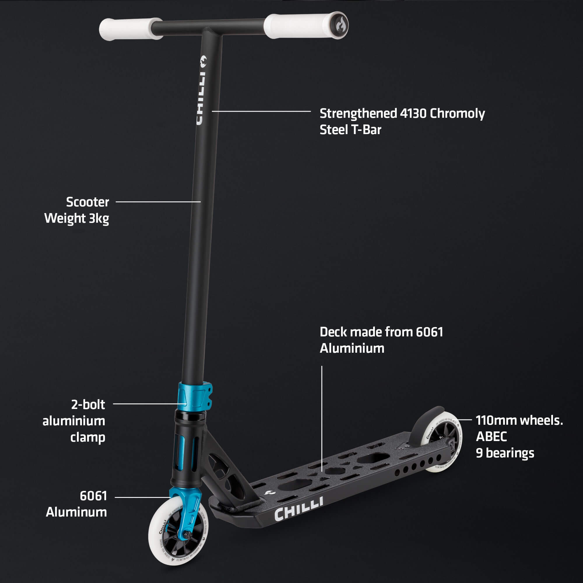 Chilli Pro Scooter Ventus M - Black/White 7/7